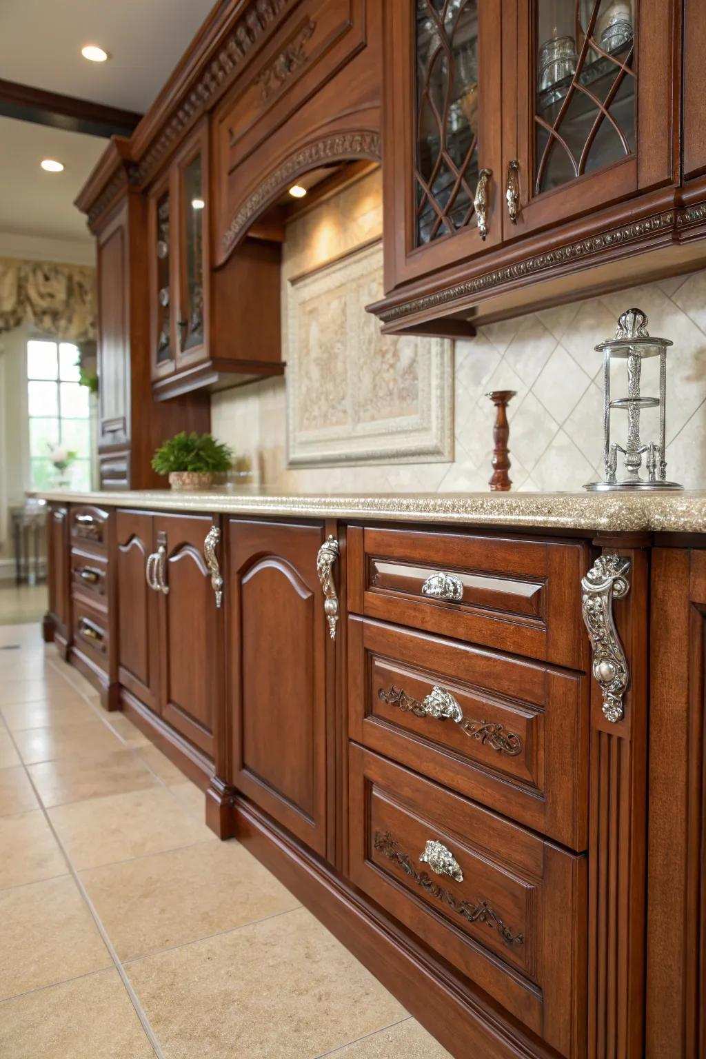 Timeworn silver handles meant for sophisticated vintage sensations.