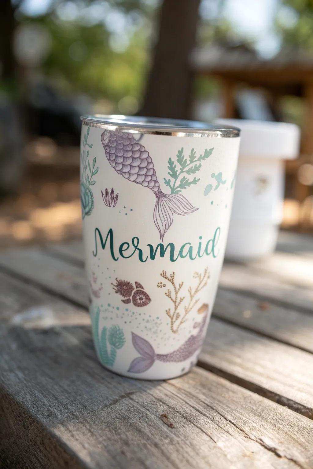 Transform simple cups into enchanting party mementos using personalized mermaid appliques – an ideal blend of elegance and whimsy!