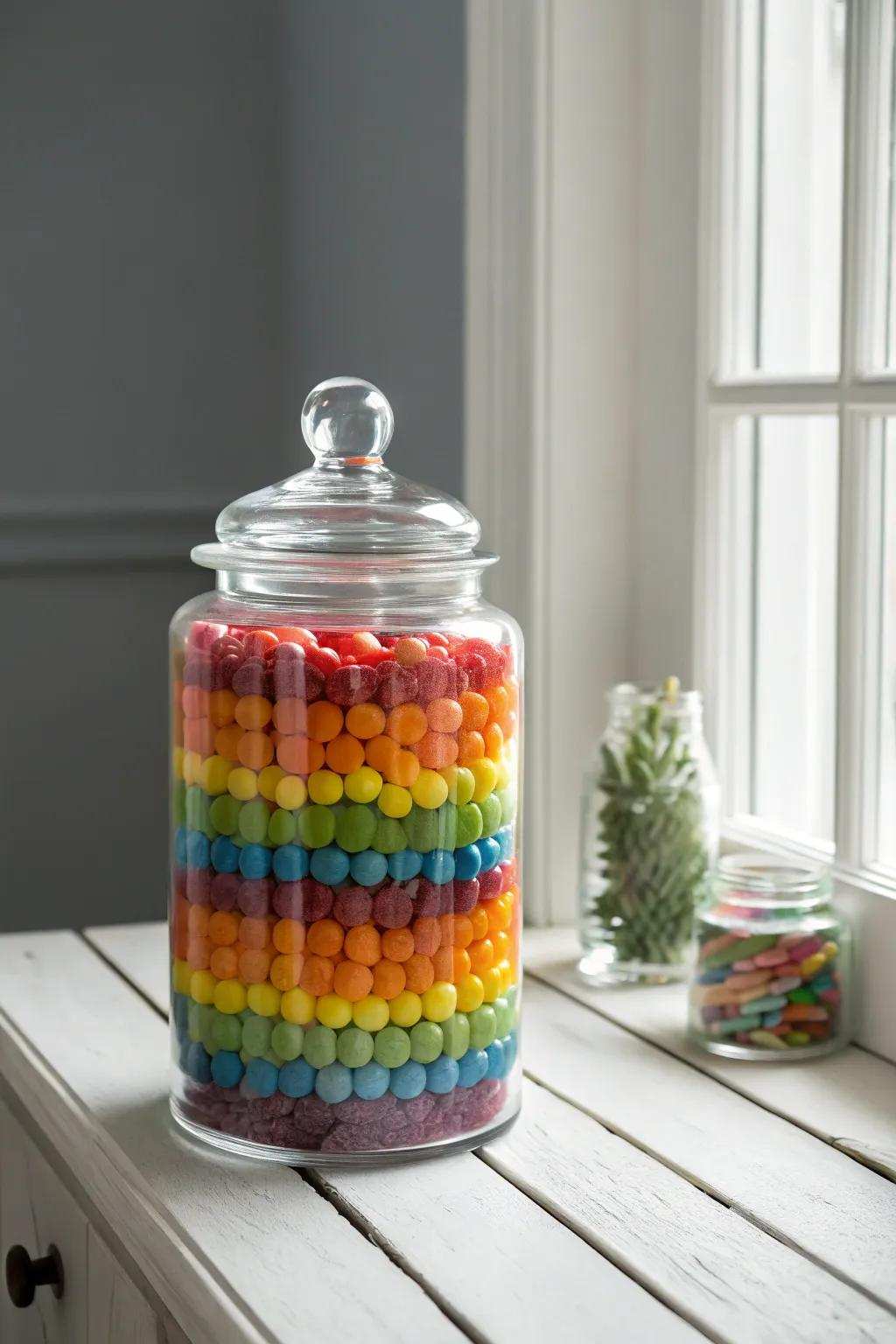 Transform your area with a hint of sweet artistry: DIY layered candy containers for a sophisticated indulgence!