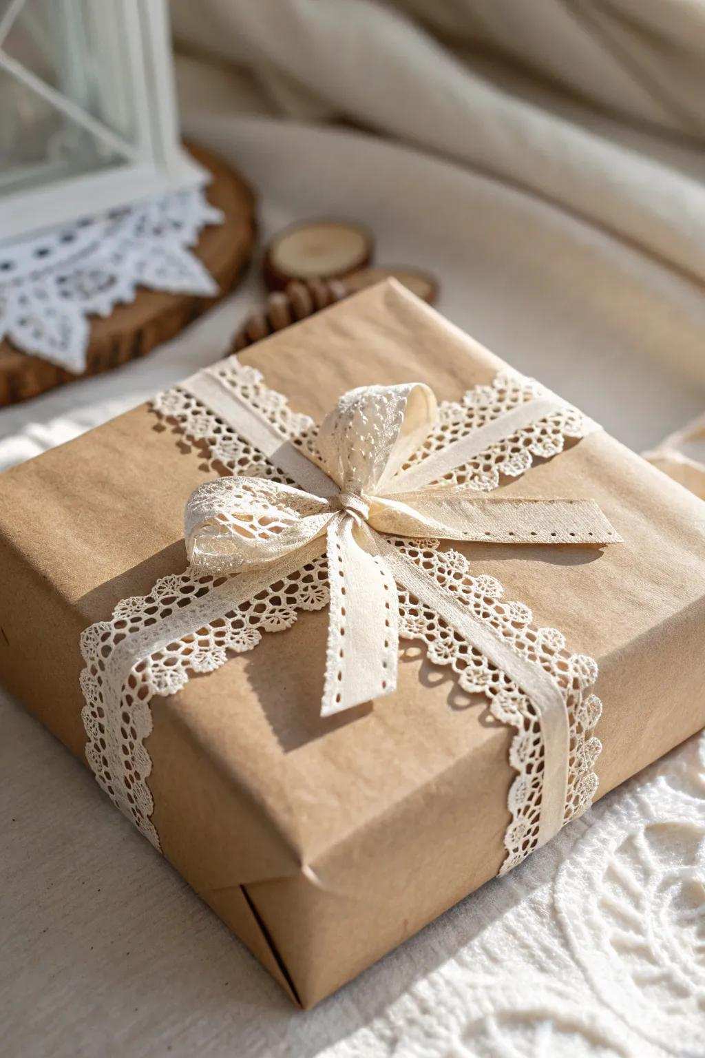 Transform your gifts with the everlasting style of retro lace and textile art. ๐โจ #GiftWrapping #ScandiBoho