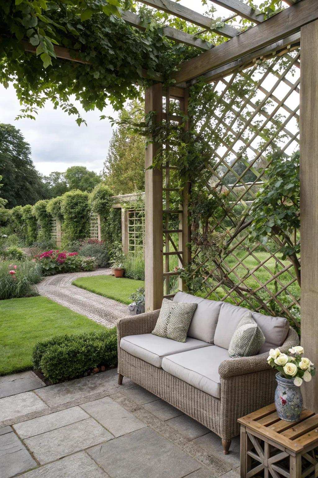 Transform your patio into a comfortable retreat with lattice panels.