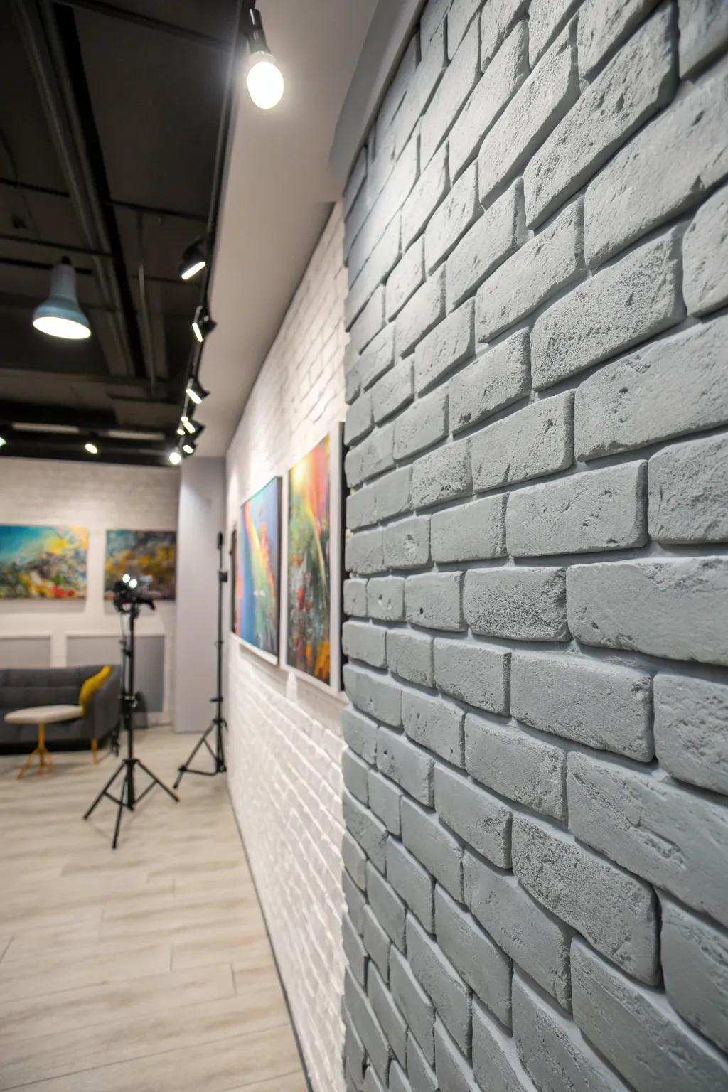Transform your space with the comfortable allure of delicate gray brickwork.