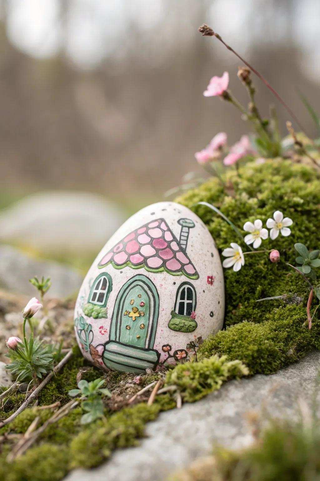Turn your garden into an enchanted haven with charming fairy-house-painted rocks.