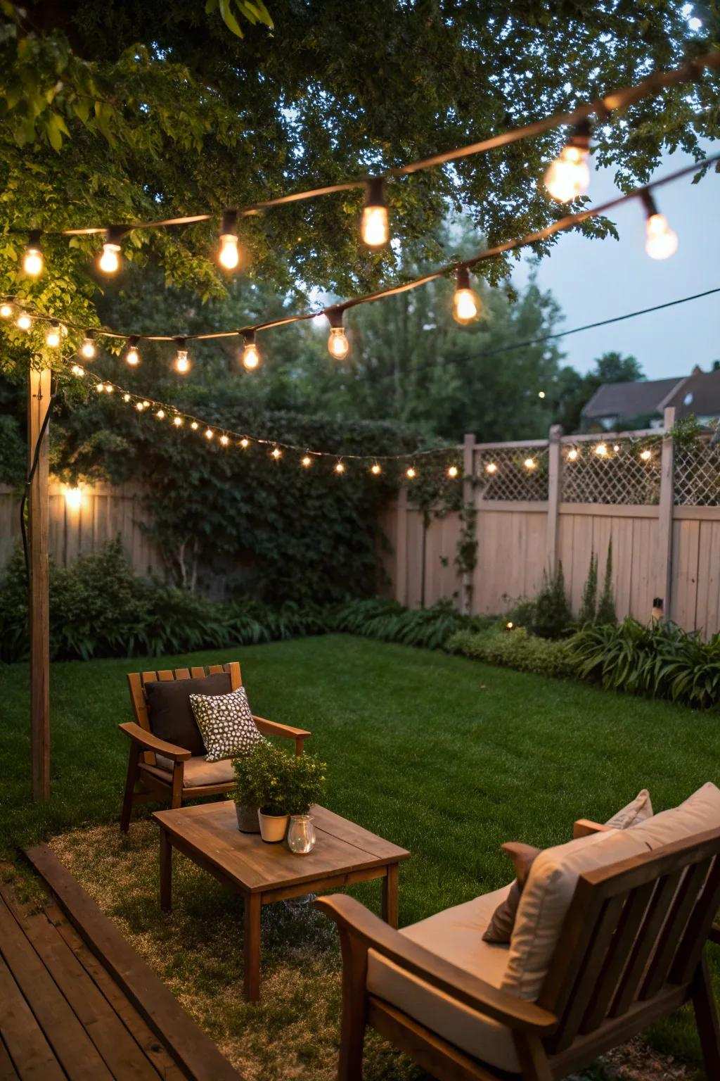 Twinkle lights introduce a magical touch to any outdoor space.