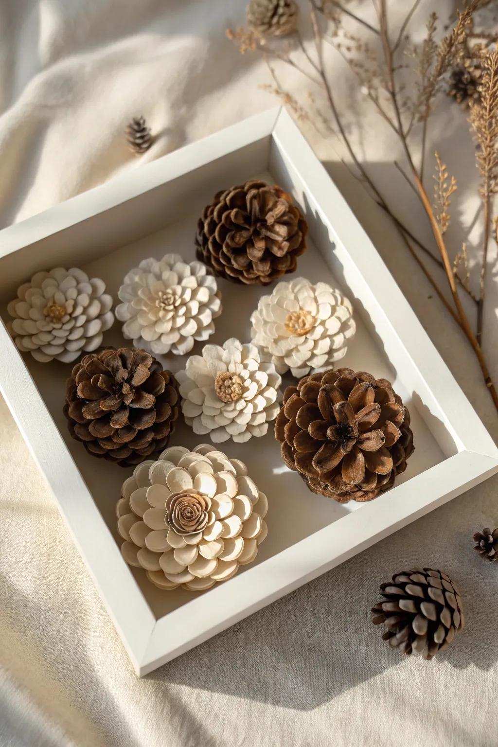 Uncover nature’s allure with this pinecone floret enclosure—a harmonious integration of simplicity and creativity.
