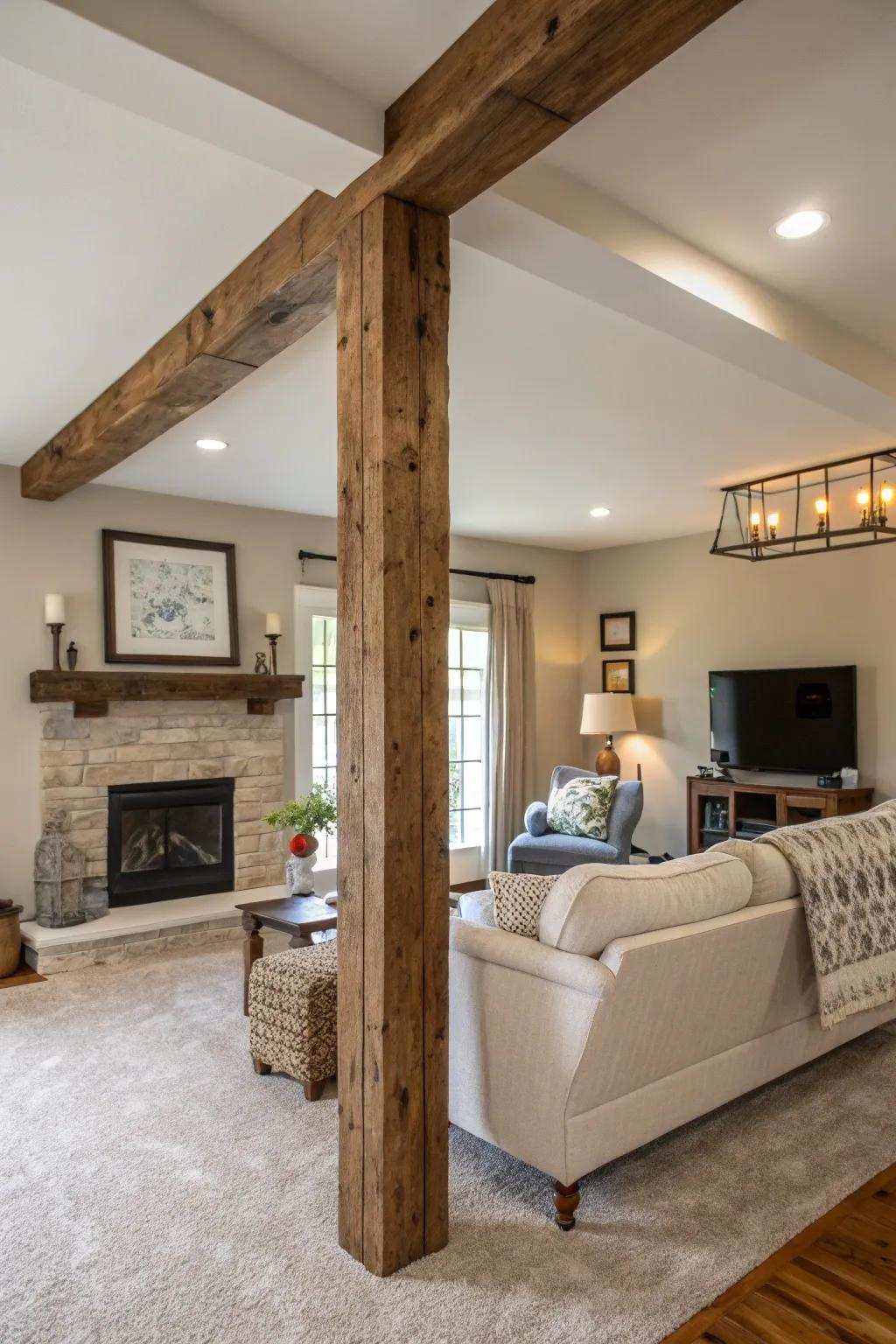 Understated highlight support adding intrigue to a cozy family room.