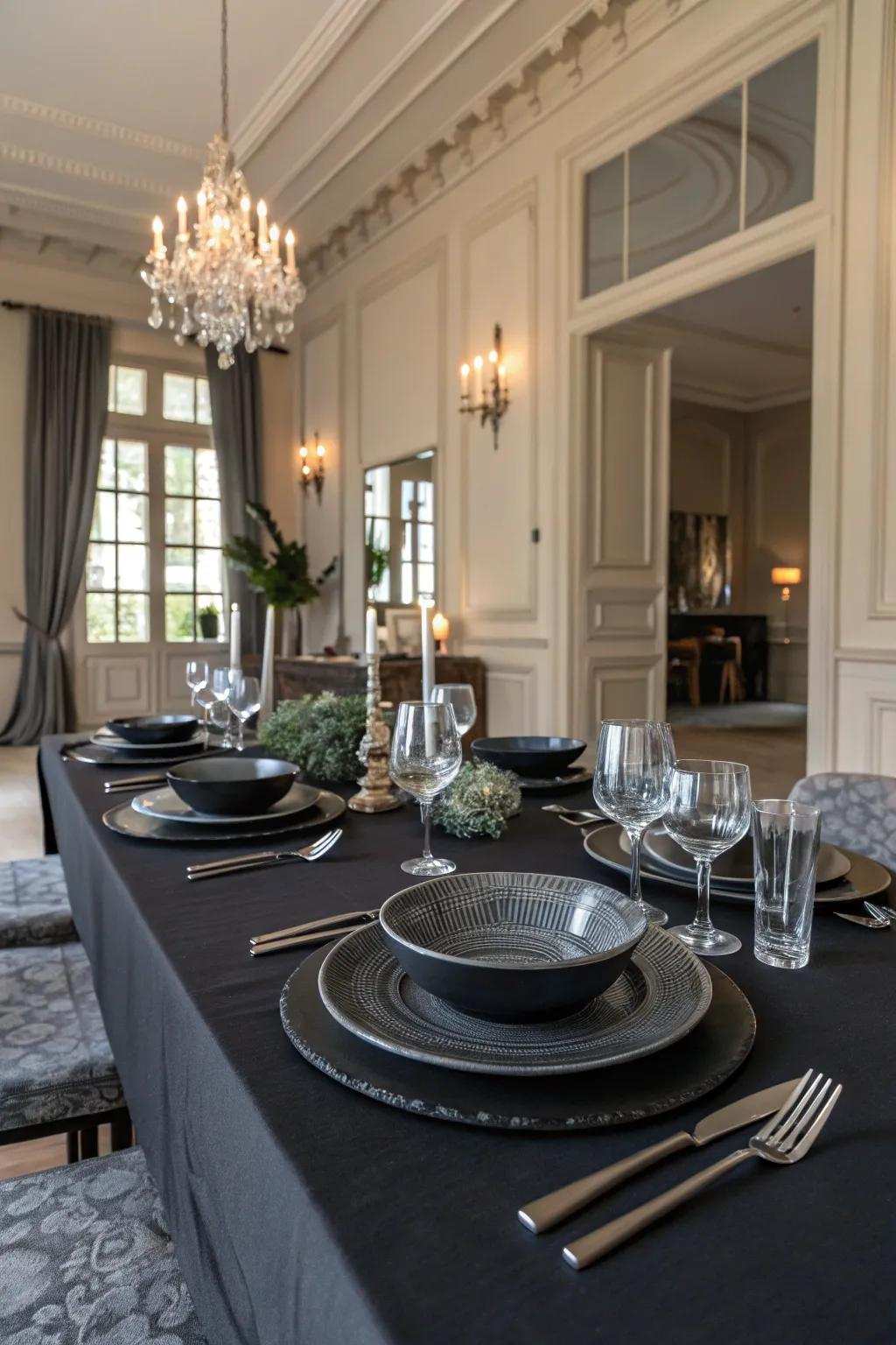 Unichrome elegance featuring shades of black.
