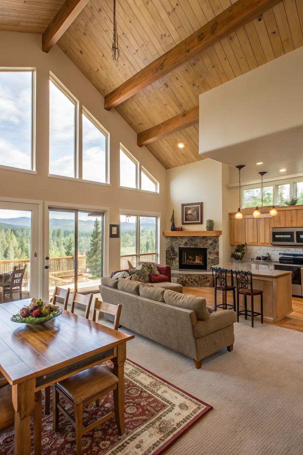 Uninterrupted transitions render ranch-style living accessible and inviting.