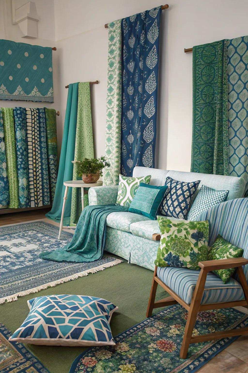 Uniting patterns introduces energetic movement to the space.