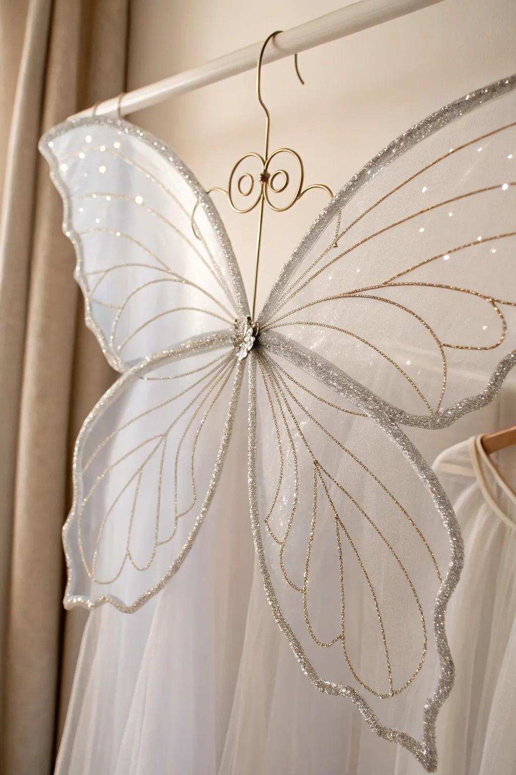 Unleash your creativity with self-made fairy wings that gleam in the sunlight, injecting a whimsical element into any costume.