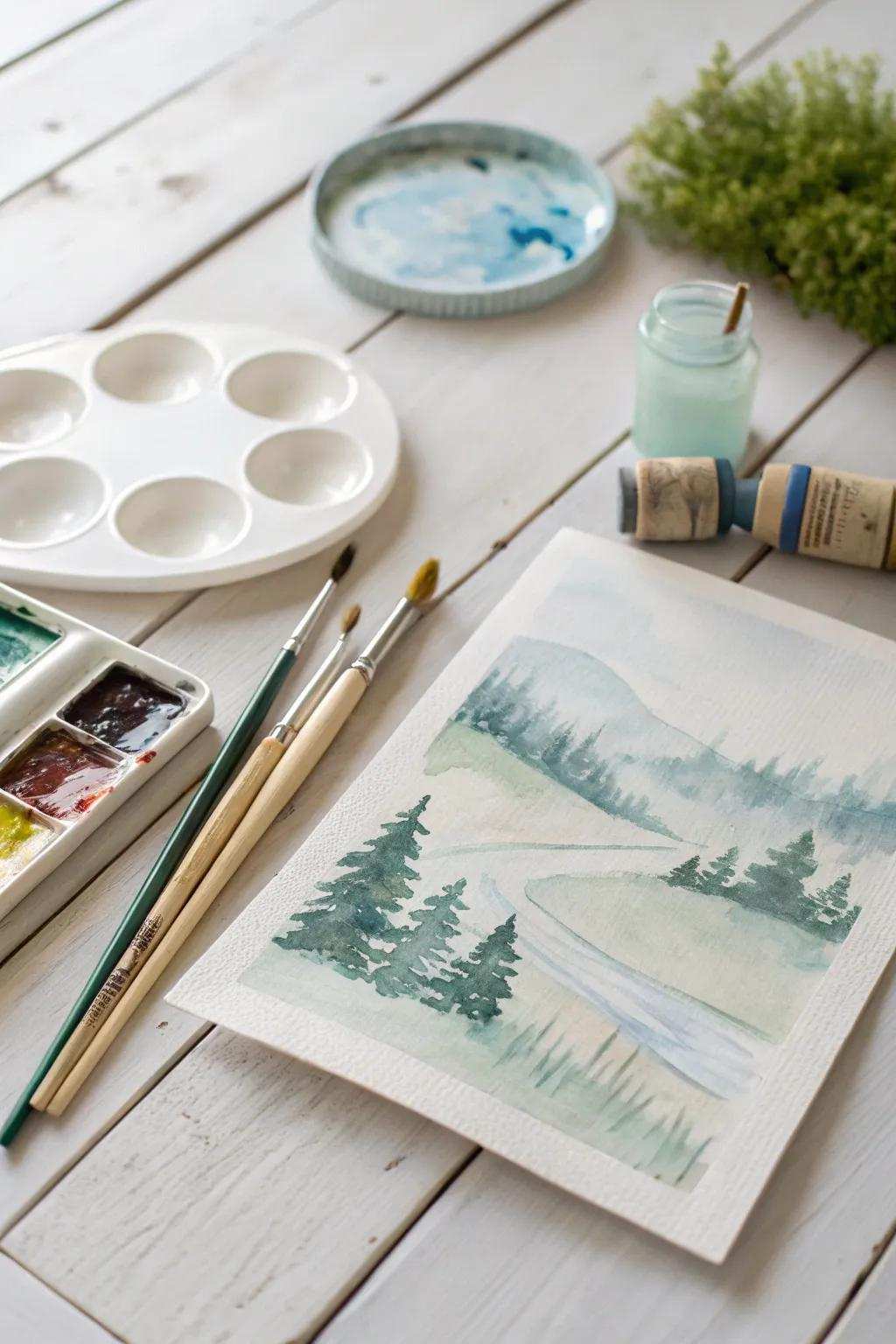 Unleash your inventive side with fluid color sceneries; permit the simplicity of nature to spark your artistic expedition.