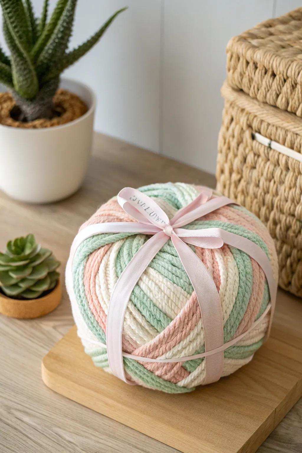 Unravel the joy: A playful fiber-wrapped surprise!