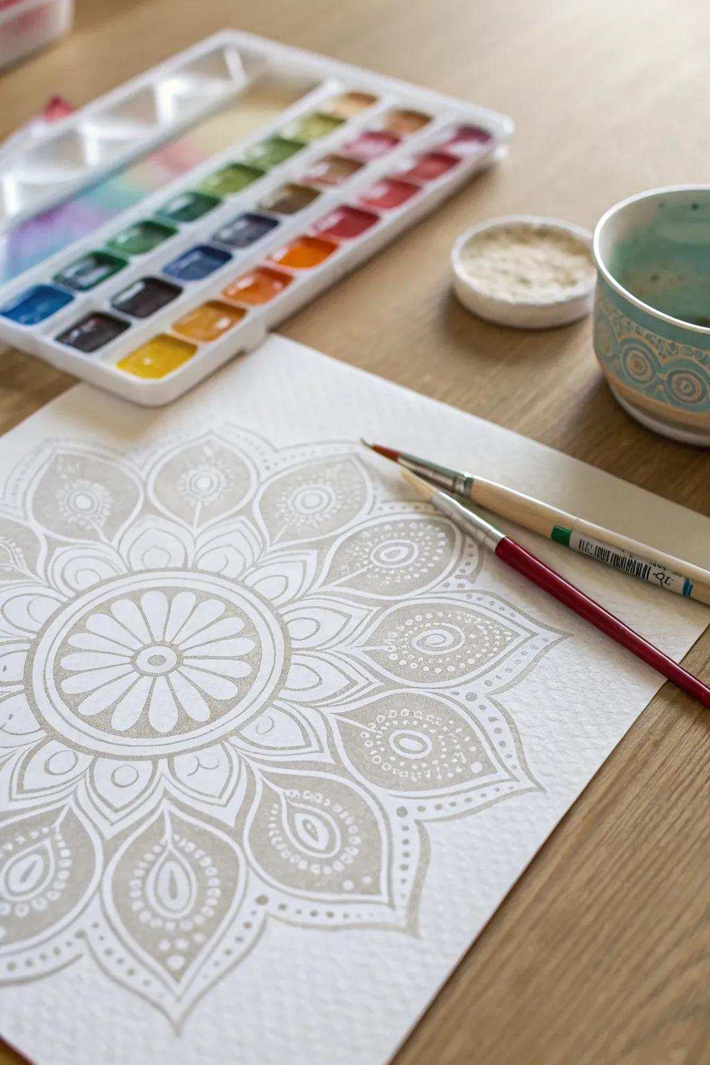 Unveil the enchanting essence of watercolor resist artistry: where latent designs spring into existence.