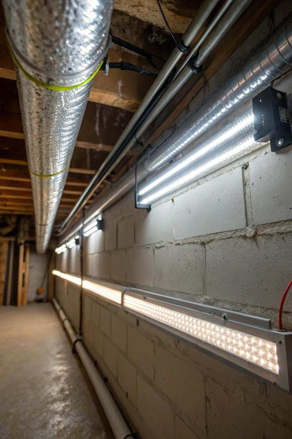 Use magnetic diode strips for temporary lighting needs.