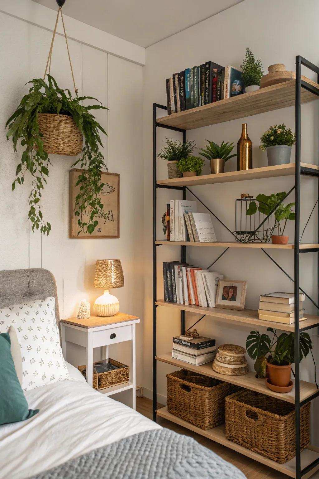 Useful shelving units mix storage with style.