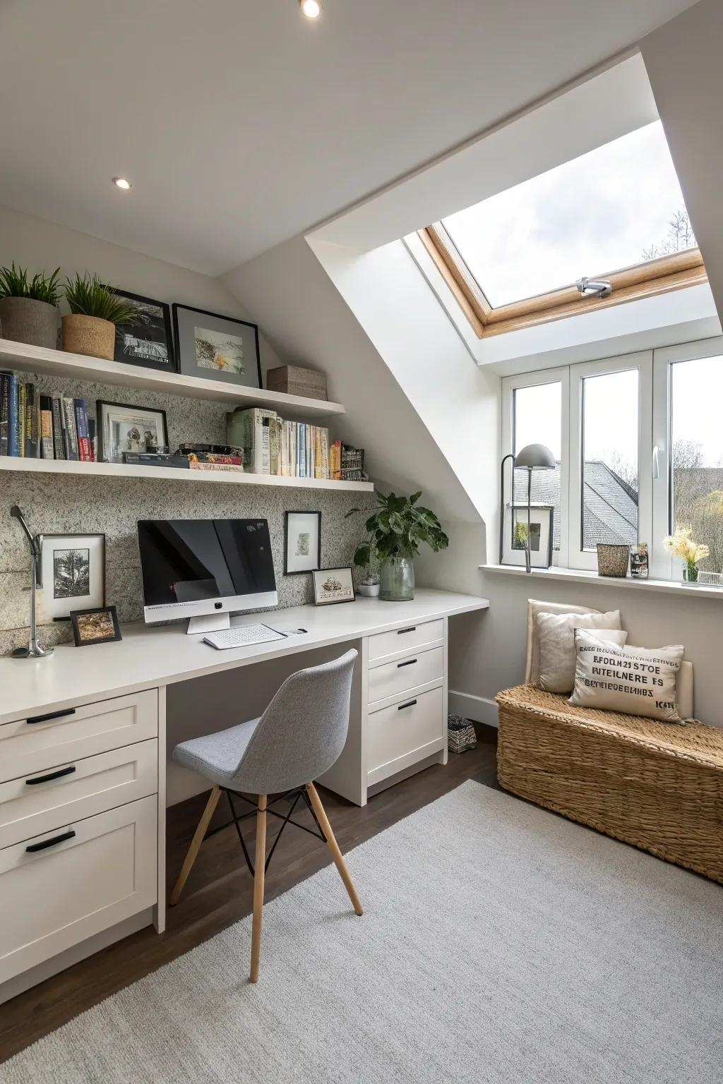 Using an elevated writing surface to maximize floor space