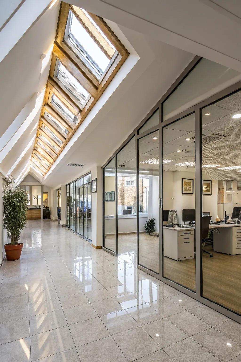 Using reflecting facets to amplify light and space