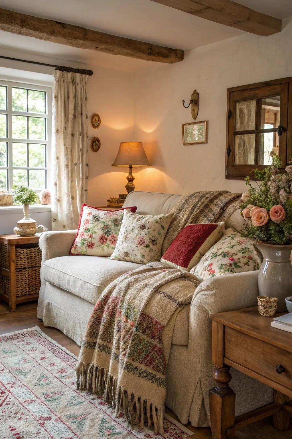 Various fabrics layered together create a snug and comforting refuge.