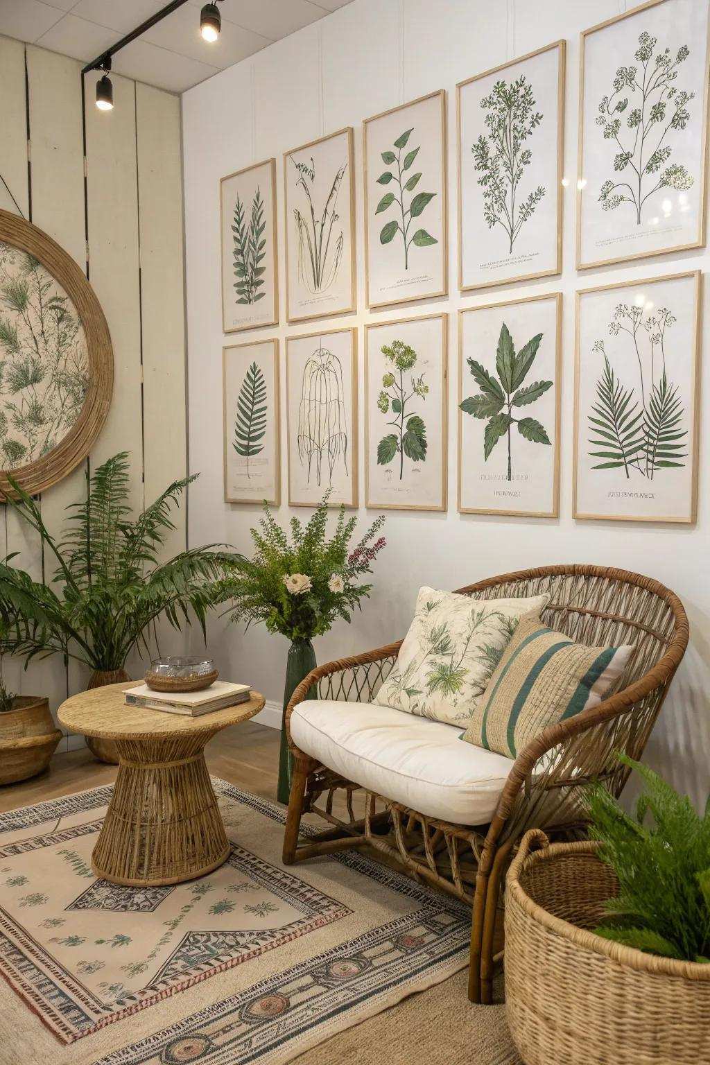 Vegetation inspired art introduces a hint of the outdoors' charm to your residence.