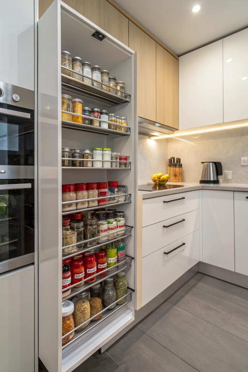Vertical storage solutions to maximize compact areas.