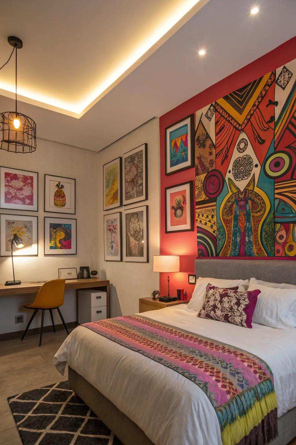 Vibrant colors invigorate and uplift your bedroom.