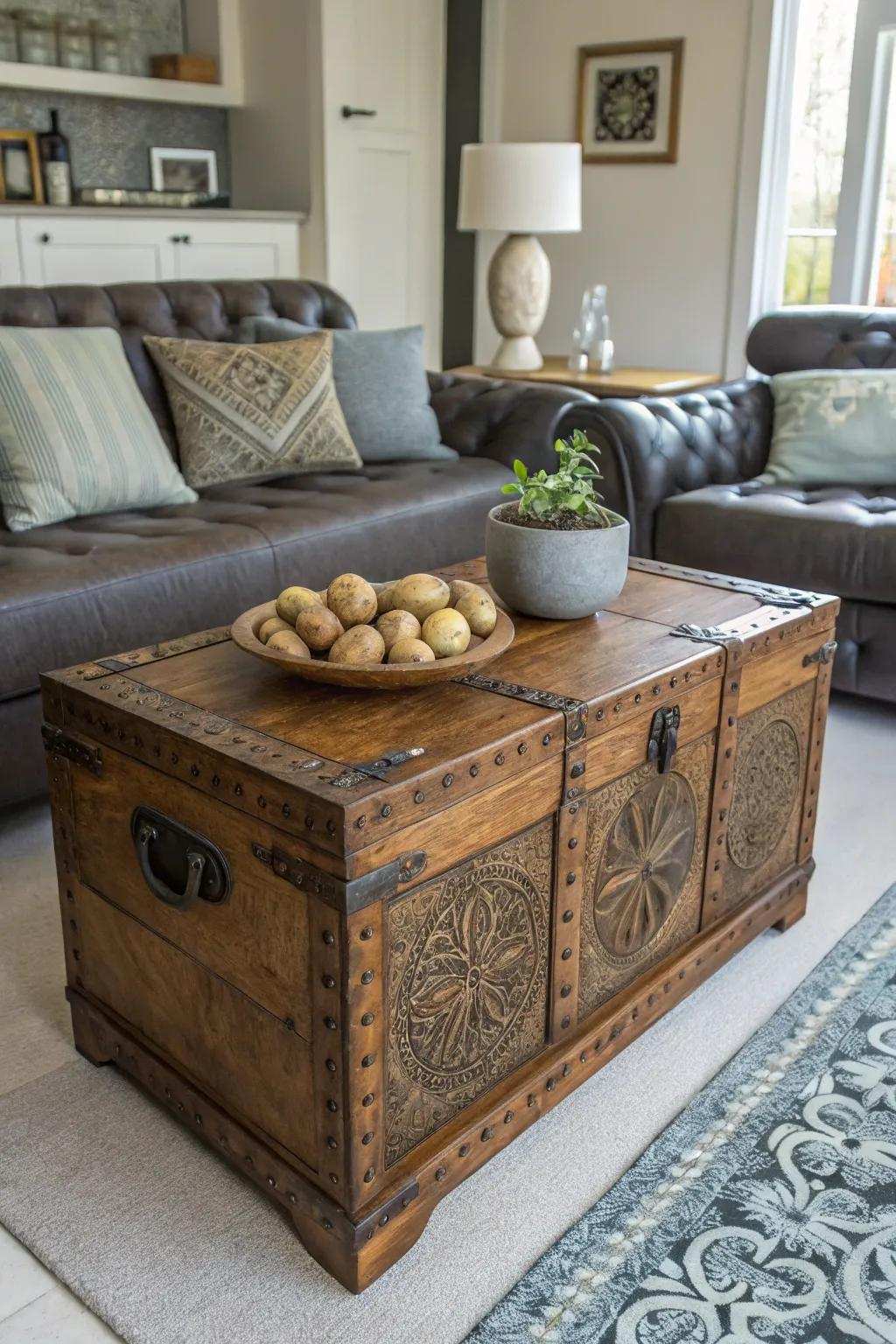 Vintage case contributes to the feel while storing potatoes.