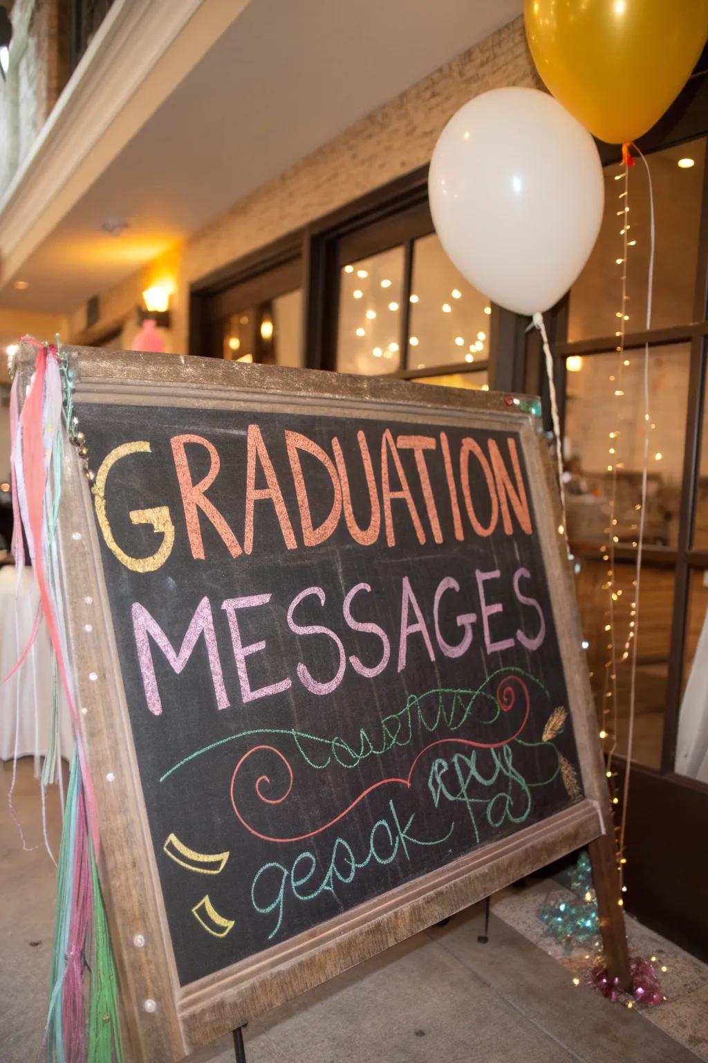 Vintage charm using adaptable blackboard displays.