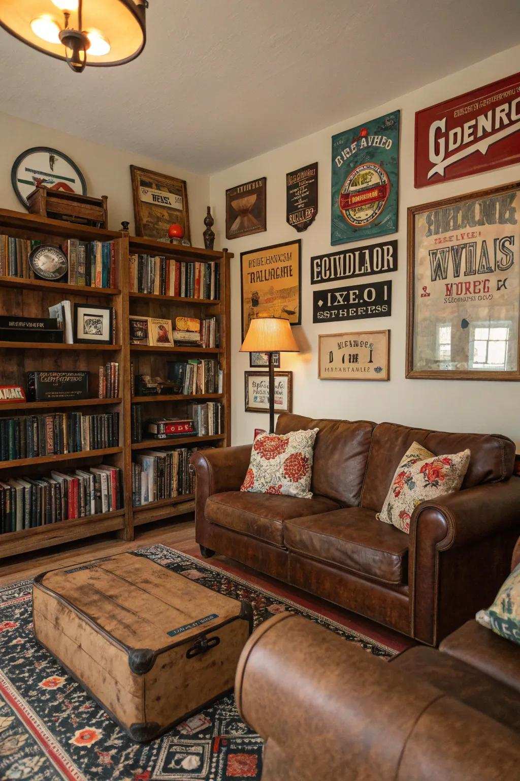 Vintage decor makes your living room more charming and unique.