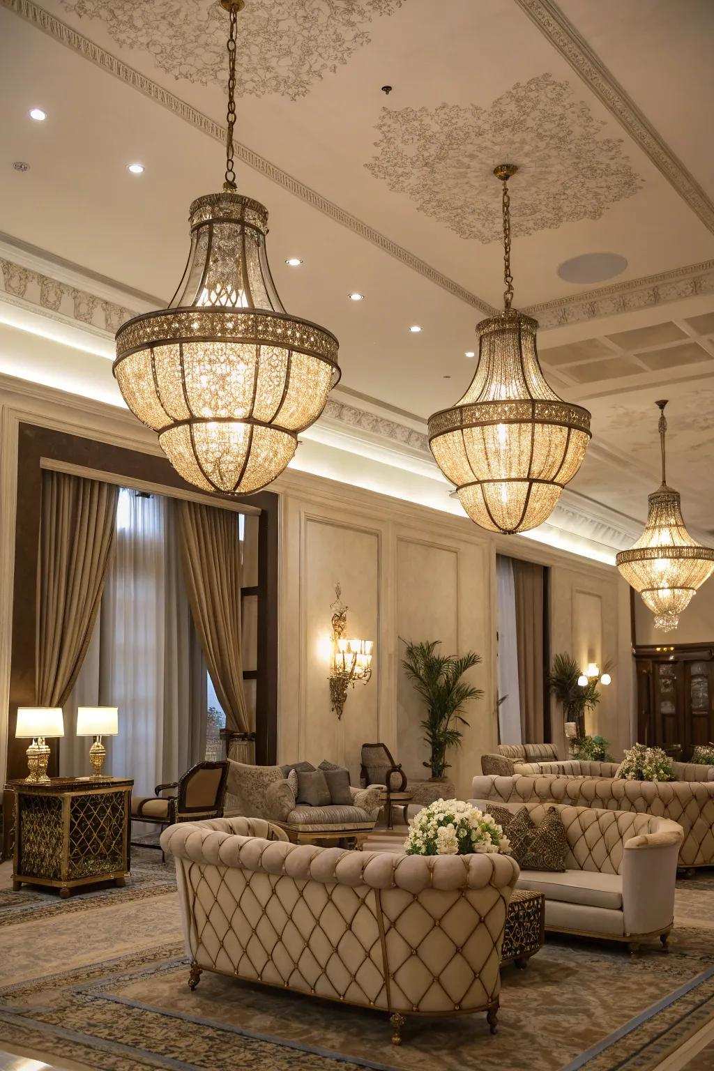 Vintage lights add a nostalgic touch of glamour.