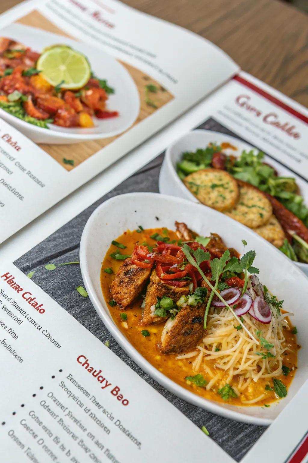Visual allure: culinary images amplify dining expectation.
