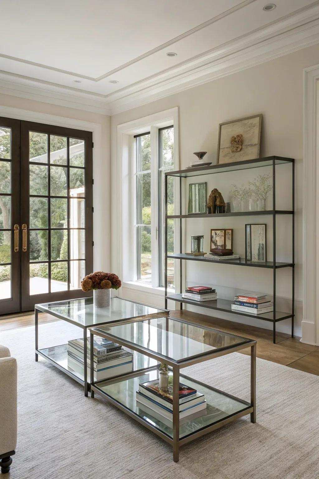 Vitreous elements uphold lucidity and spaciousness in minimalist spaces.