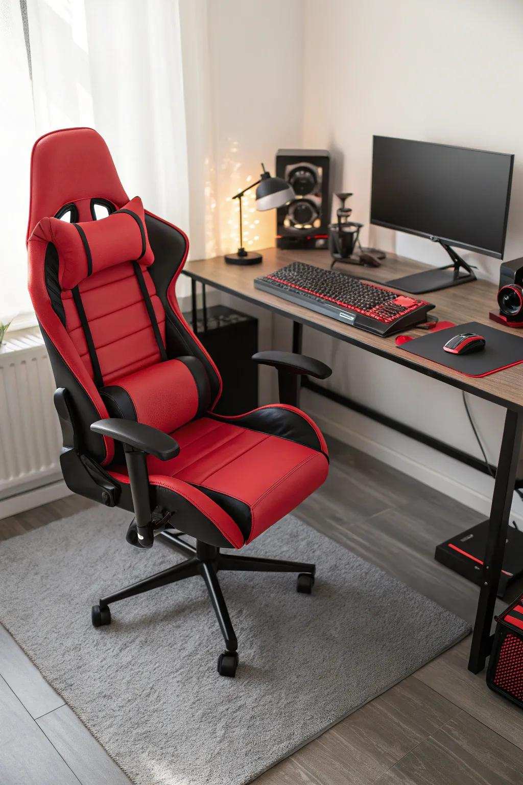 Vivid hues can elevate your gaming chair into an eye-catching feature.
