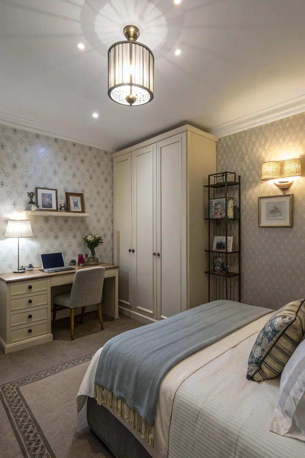Wall-mounted lights offer style and functionality without adding clutter.