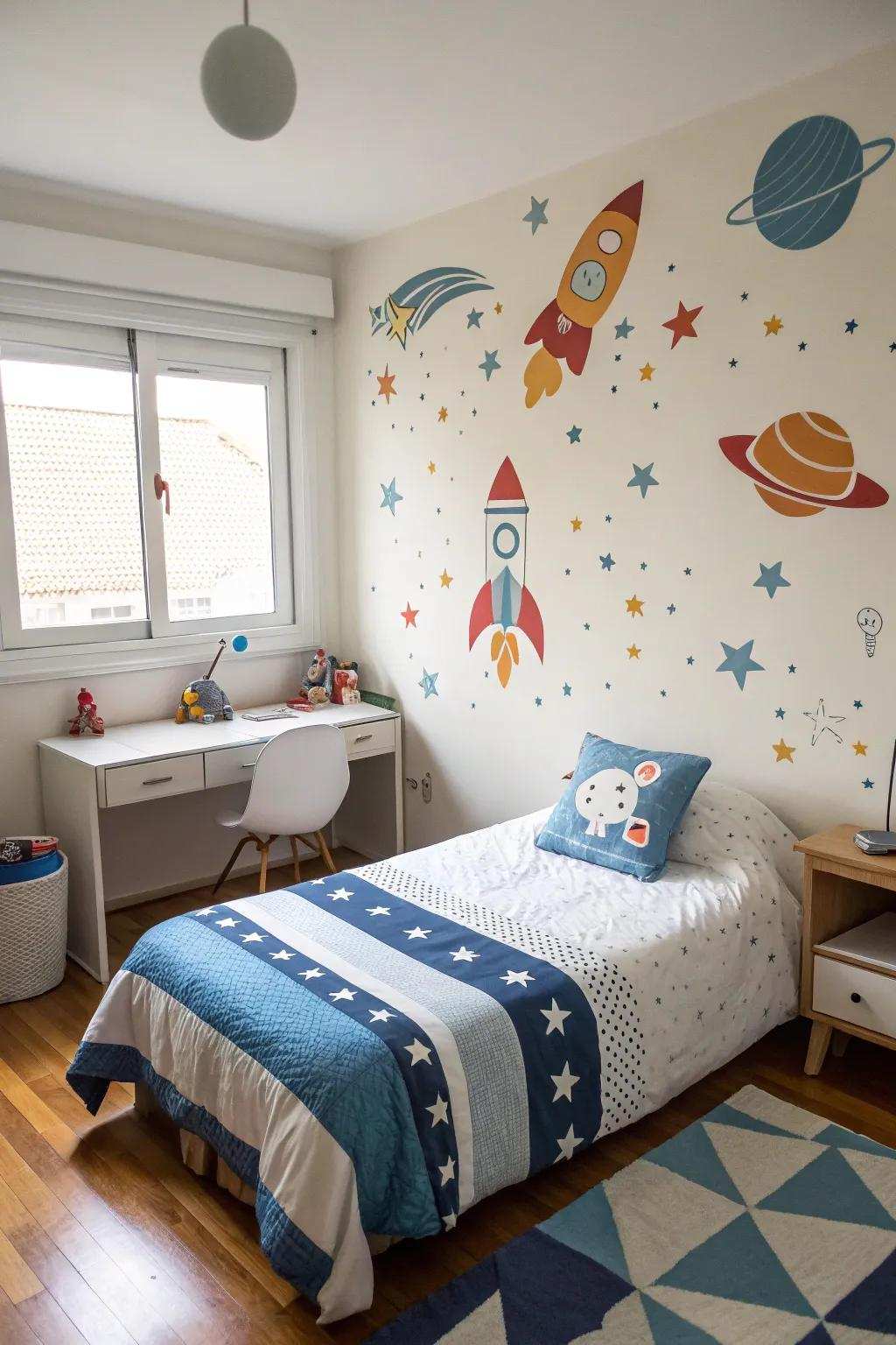 Wall stickers featuring space which change your walls into a cosmic adventure.