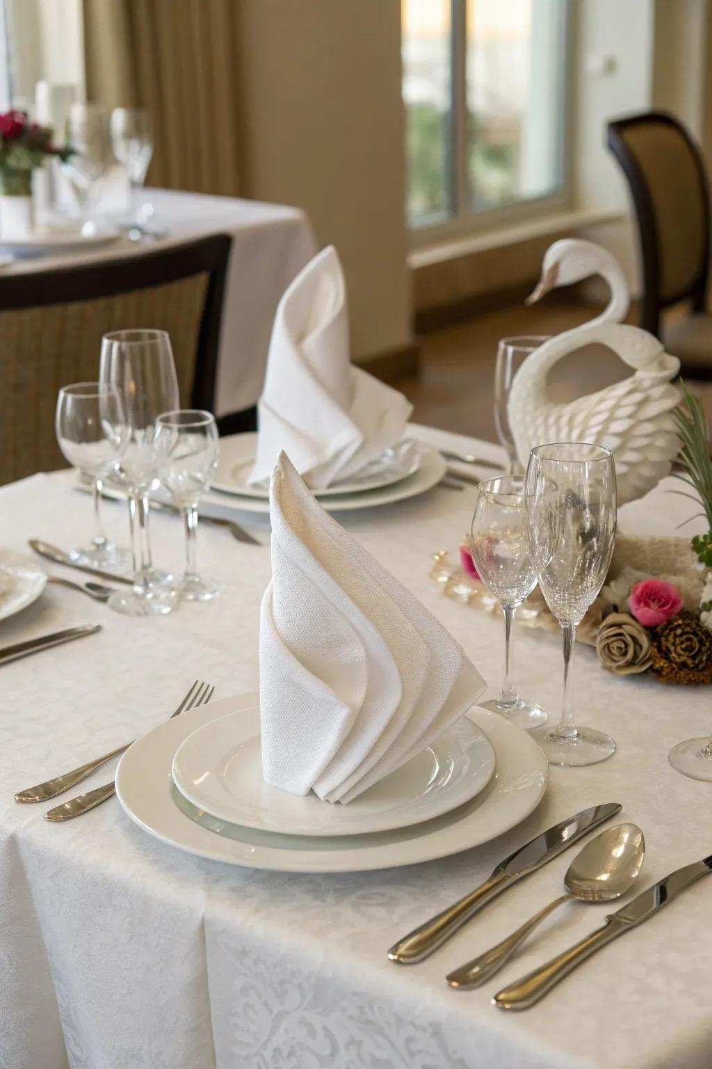 Waterbird folds bring grace and beauty to any event.