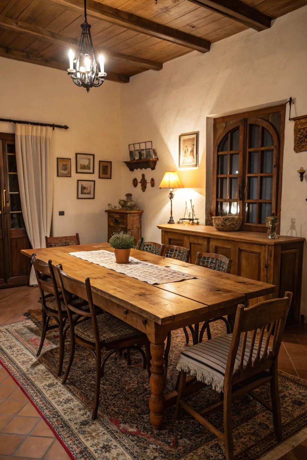 Weathered wood furniture delivers a classic Italian farmhouse sensation to your house.