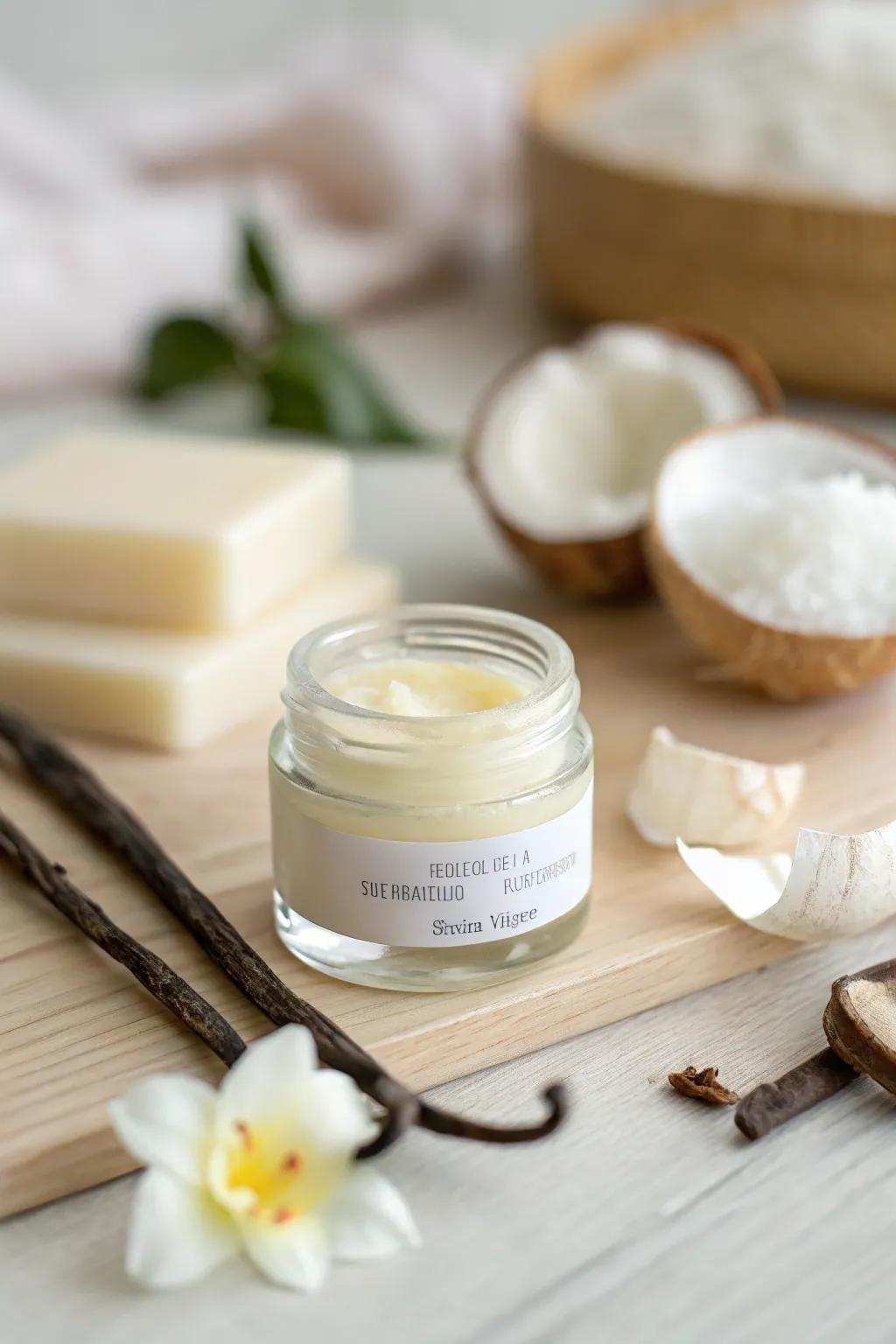 Welcome a hint of paradise with our Coco Vanilla Fantasia lip protectant—where simplicity converges with soothing indulgence.