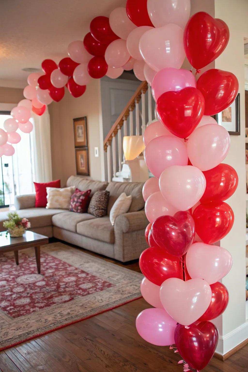 Whimsical heart-shaped balloon arrangement