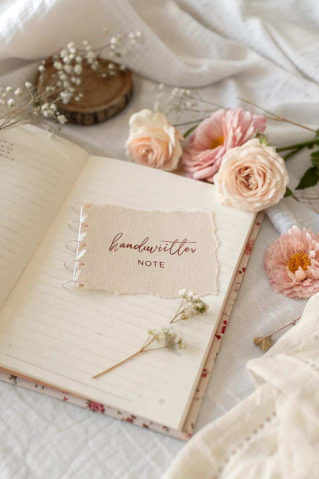 Whisper secrets on paper: Add handwritten memos for a personal touch to your bridal scrapbook.