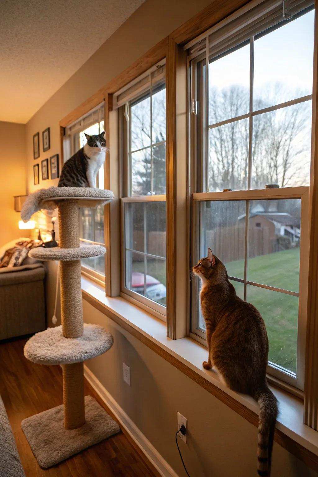 Window resting spots offer the ideal location for sunbathing and people-watching.
