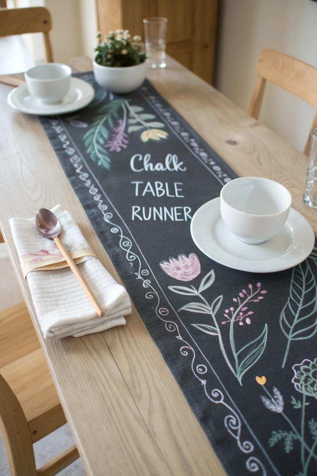 With this personalized board table runner, you can enhance your dinner party and combine elegance and creativity.