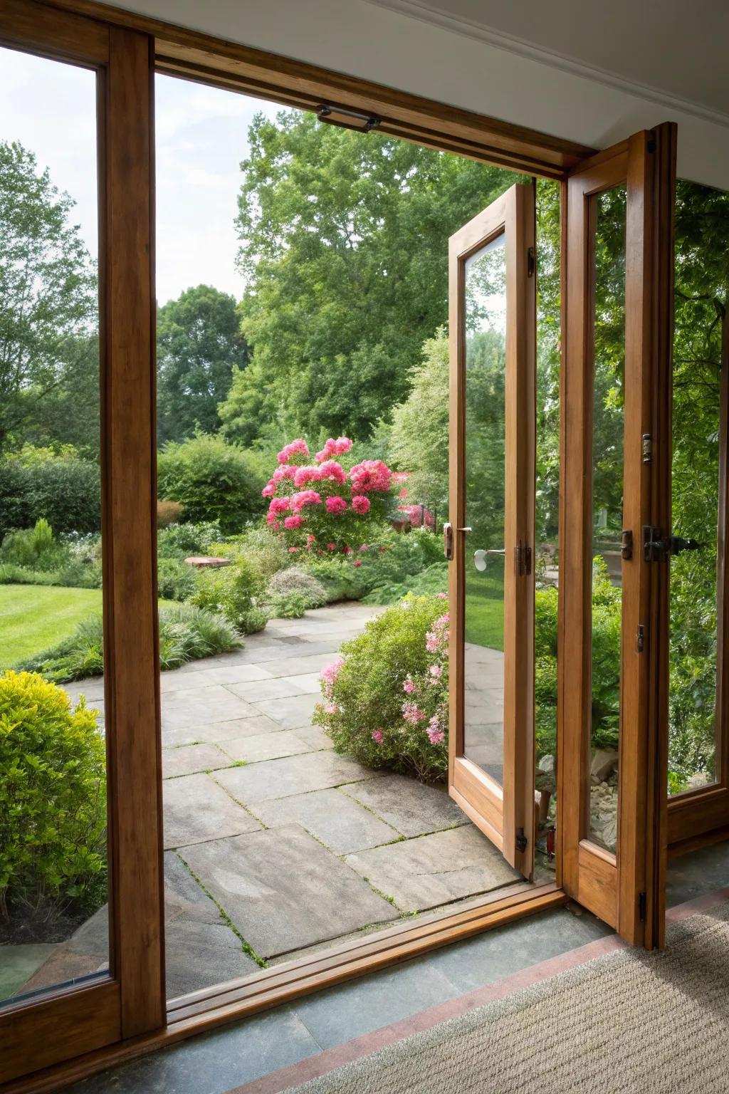 Wood and glass combo for warmth and style.