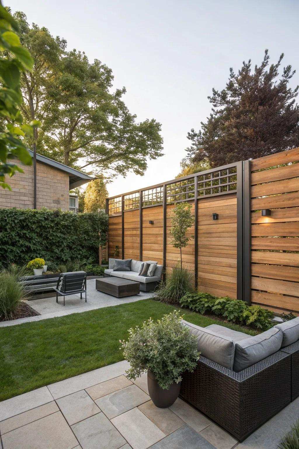 Wooden and metal highlights for a modern touch.