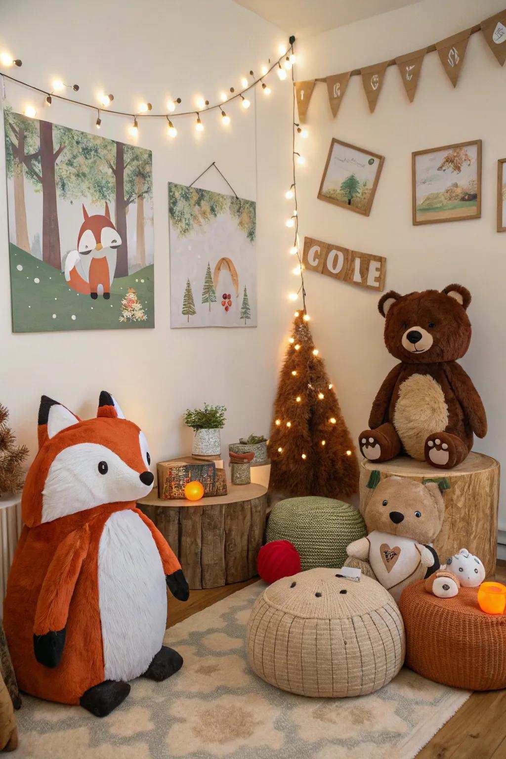 Woodland animal accents add a whimsical touch to any space.