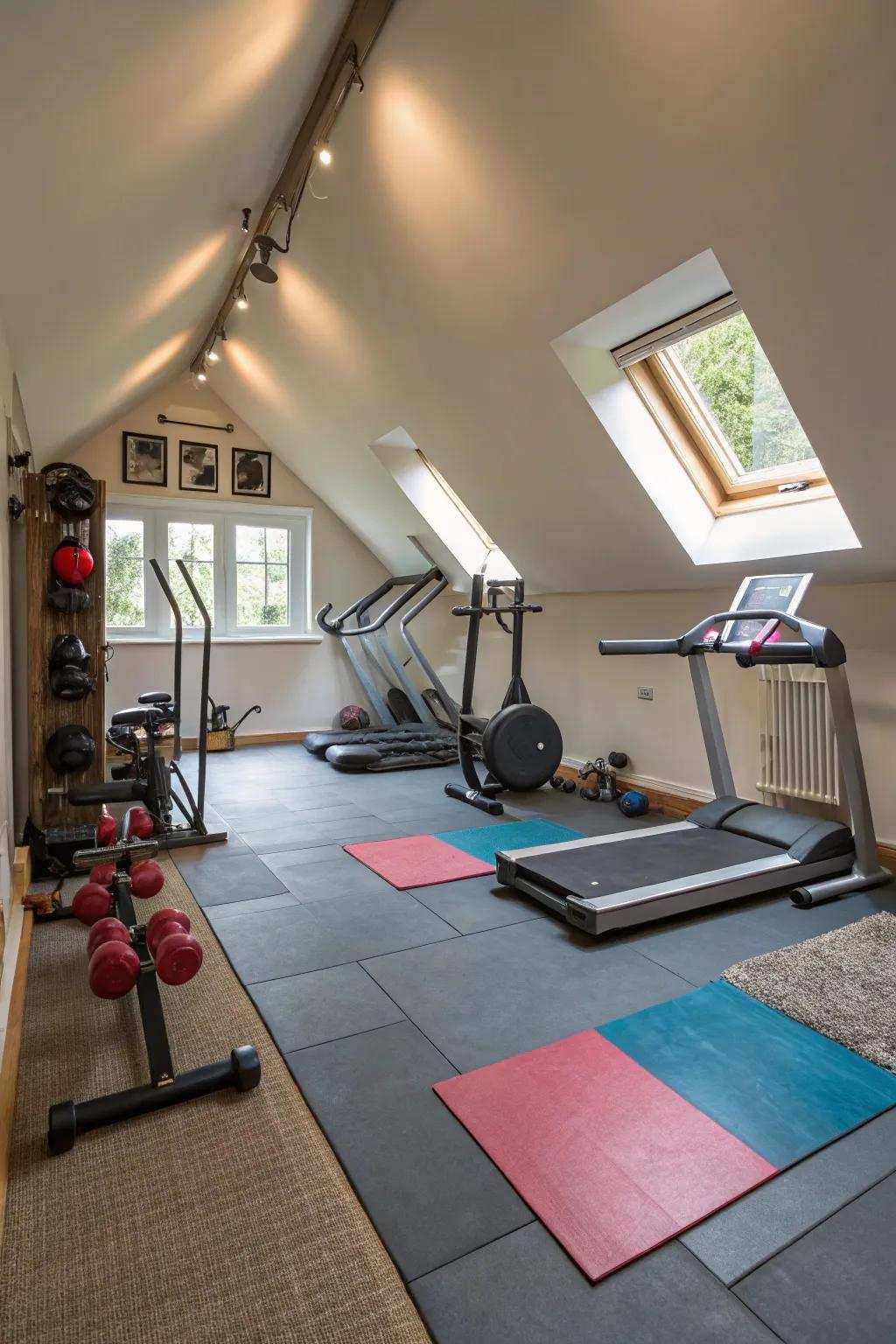 Workout efficiency and safety are improved by a well-considered layout.