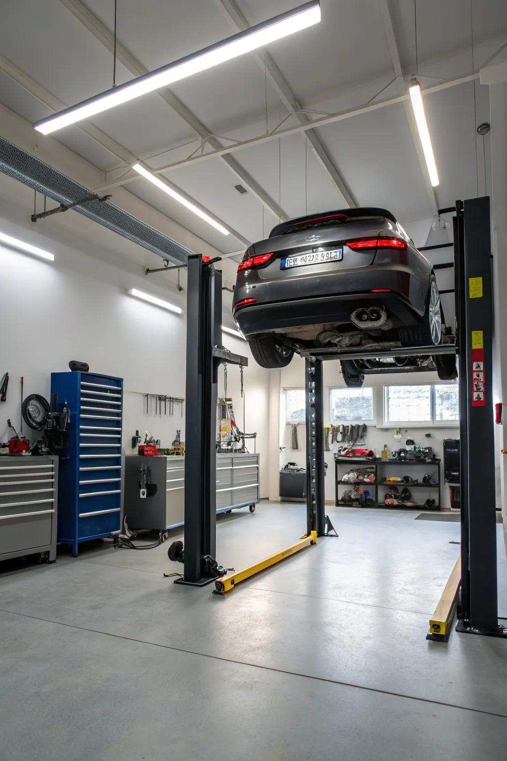 Workspace visibility is improved by lifts with integrated lighting.