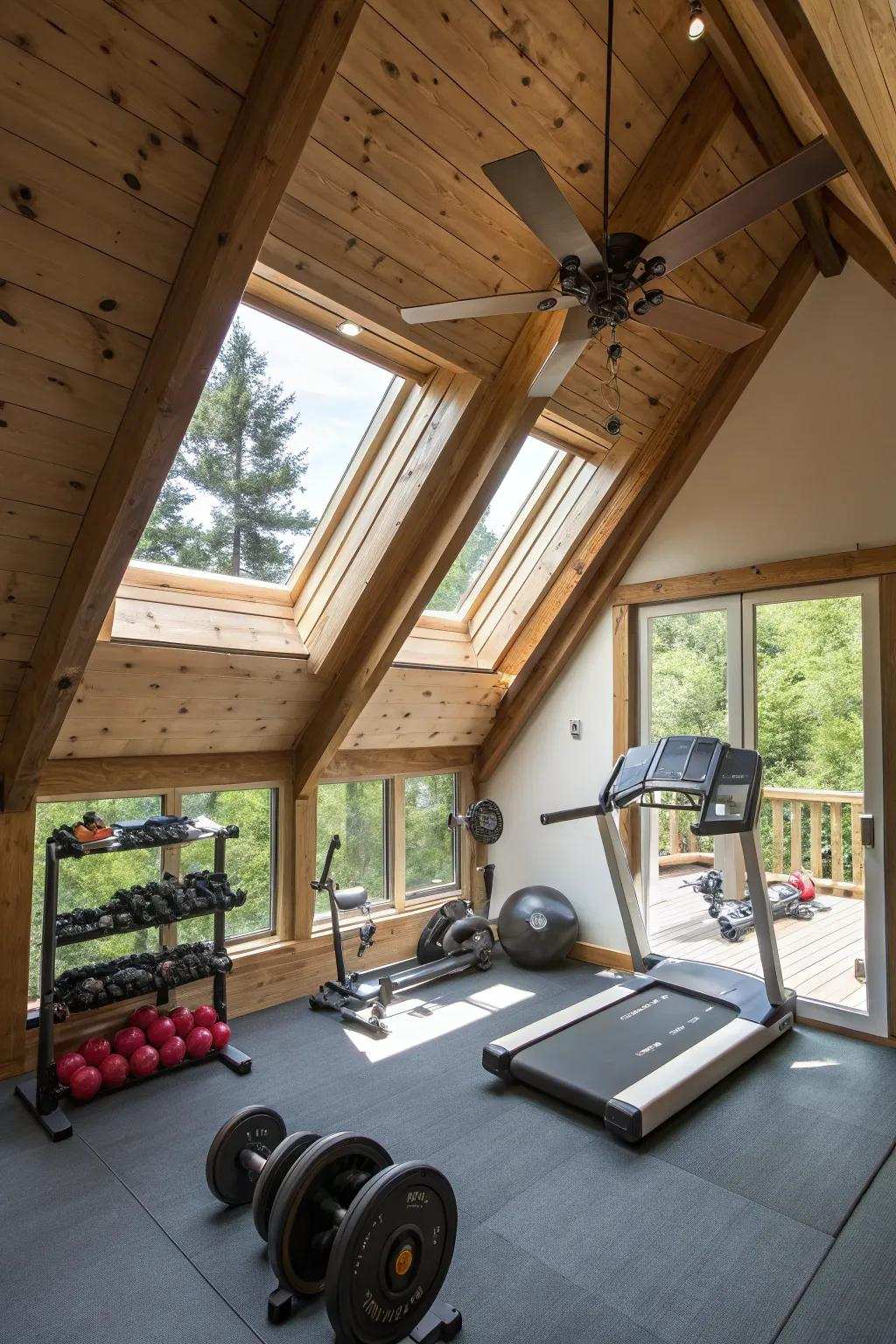 Your attic gym is kept airy and fresh with proper ventilation.